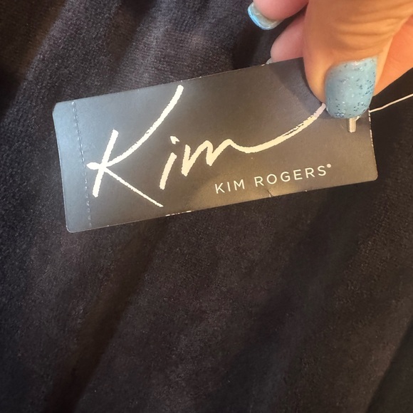 NWT  Kim Rogers Black VELOUR PULL ON STYLE w/DRAWSTRING Pants    LARGE    #K - Picture 6 of 7